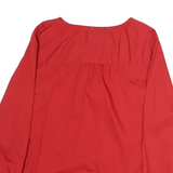TOMMY HILFIGER Womens Red Cotton Top Long Sleeve Round Neck S Zip Front Detail