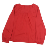 TOMMY HILFIGER Womens Red Cotton Top Long Sleeve Round Neck S Zip Front Detail