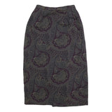 TALBOTS Womens Purple Paisley Wool Midi Pencil Skirt Size S Classic Design