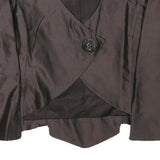 STETTLER AND CO Womens Brown Button Jacket S Polyester Blend Tailored