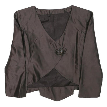 STETTLER AND CO Womens Brown Button Jacket S Polyester Blend Tailored