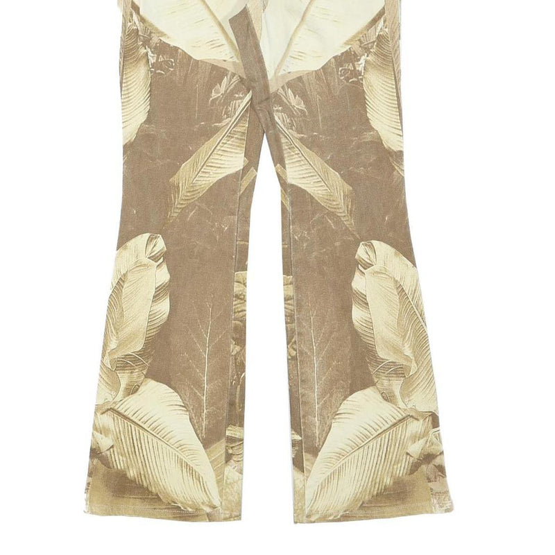 SAYYES Womens Jeans Beige Cotton Blend Regular Fit Flared W27 L30 Printed