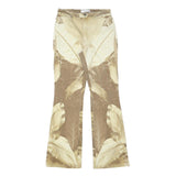 SAYYES Womens Jeans Beige Cotton Blend Regular Fit Flared W27 L30 Printed