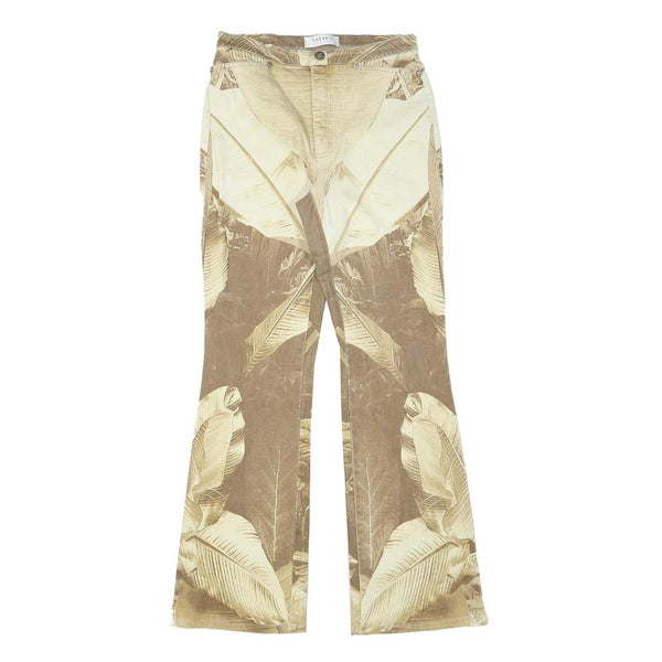 SAYYES Womens Jeans Beige Cotton Blend Regular Fit Flared W27 L30 Printed