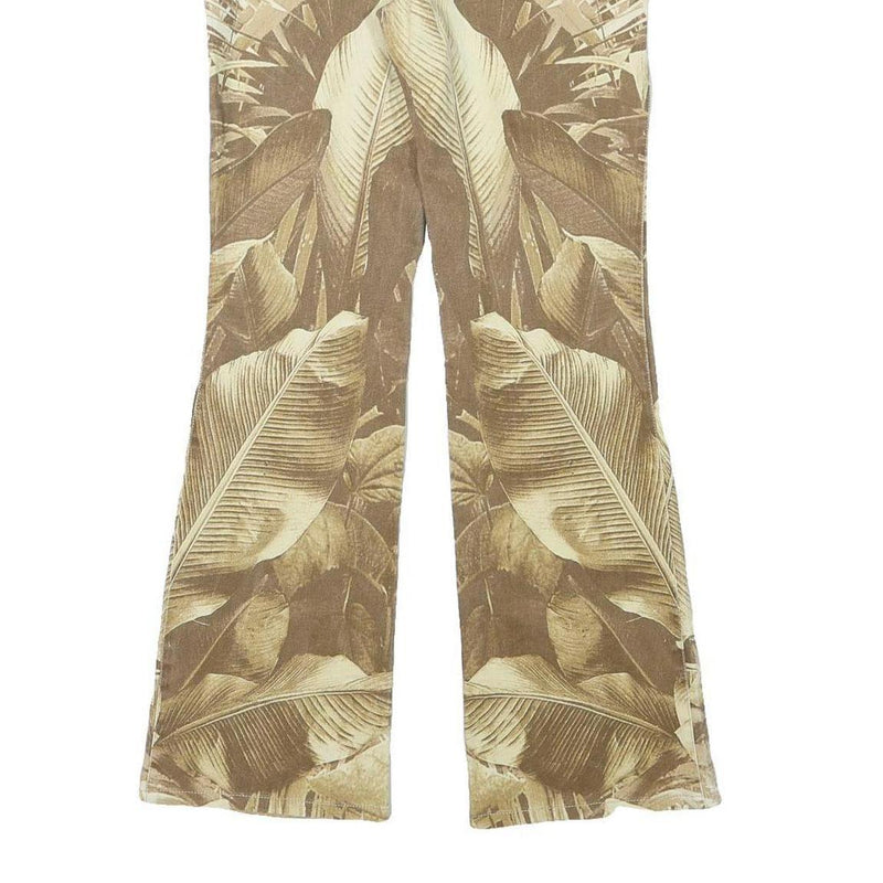 SAYYES Womens Jeans Beige Cotton Blend Regular Fit Flared W27 L30 Printed