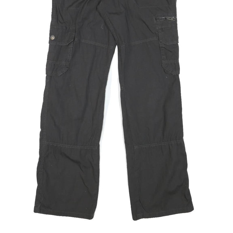 Womens Black Relaxed Cargo Trousers W30 L31 Cotton Blend Zip Pockets Casual