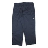 DICKIES Mens Cotton Blend Navy Loose Straight Trousers W40 L29 Workwear Zip