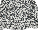 ZARA Womens Black & White Leopard Print Blouse Long Sleeve Round Neck M Stylish
