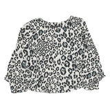 ZARA Womens Black & White Leopard Print Blouse Long Sleeve Round Neck M Stylish