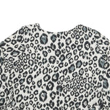 ZARA Womens Black & White Leopard Print Blouse Long Sleeve Round Neck M Stylish