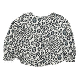 ZARA Womens Black & White Leopard Print Blouse Long Sleeve Round Neck M Stylish