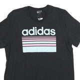 ADIDAS Mens Black Graphic T-Shirt M Short Sleeve Crew Neck Cotton Blend