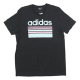 ADIDAS Mens Black Graphic T-Shirt M Short Sleeve Crew Neck Cotton Blend