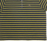 TOMMY HILFIGER Womens Navy & Yellow Striped Short Sleeve Polo Shirt XL Zip