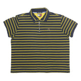 TOMMY HILFIGER Womens Navy & Yellow Striped Short Sleeve Polo Shirt XL Zip