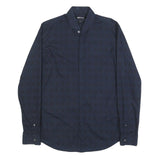 DKNY Mens Navy Check Shirt S Cotton Button Closure Long Sleeve Smart Casual