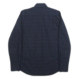 DKNY Mens Navy Check Shirt S Cotton Button Closure Long Sleeve Smart Casual