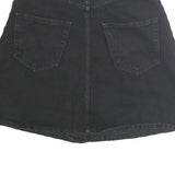 Womens Black Button Front A-Line Short Cotton Skirt Size M Casual Pockets