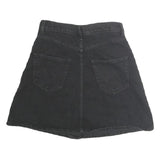Womens Black Button Front A-Line Short Cotton Skirt Size M Casual Pockets