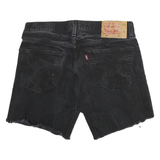 LEVI'S Womens Black Denim Cut-Off Shorts M W30 501 Style Raw Hem