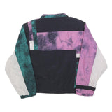 TAKE TWO Womens Purple & Green Nylon Zip Bomber Jacket M Colourblock Retro Style