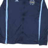 ADIDAS Womens Navy Blue & Light Blue Raiders Track Jacket M Polyester Blend Zip
