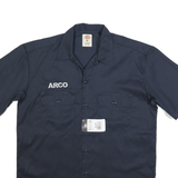 DICKIES Mens Navy Blue Workwear Shirt M Cotton Blend Button Front