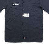 DICKIES Mens Navy Blue Workwear Shirt M Cotton Blend Button Front