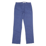 TOMMY HILFIGER Womens Cotton Blue Regular Straight Trousers W30 L30 Classic Zip