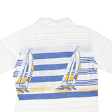 JACK GORDON Mens White & Blue Nautical Sailing Print Cotton Blend Shirt L Casual