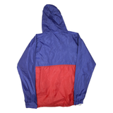 CHAMPION Mens Blue & Red Zip Up Hooded Windbreaker XL Polyester Blend