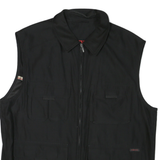 Mens Black Utility Synthetic Sleeveless Jacket L Zip Pockets Casual Outdoor