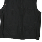 Mens Black Utility Synthetic Sleeveless Jacket L Zip Pockets Casual Outdoor