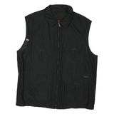 Mens Black Utility Synthetic Sleeveless Jacket L Zip Pockets Casual Outdoor