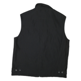 Mens Black Utility Synthetic Sleeveless Jacket L Zip Pockets Casual Outdoor