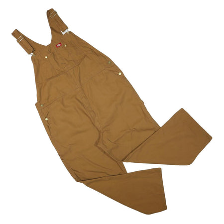 DICKIES Mens Brown Relaxed Dungarees Cotton Blend 2XL W46 L30 Workwear