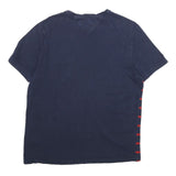 TOMMY HILFIGER Mens Navy & Red Striped T-Shirt M Short Sleeve Crew Neck Casual