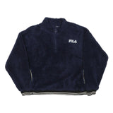 FILA Womens Navy Blue Polyester Blend Zip Jacket 2XL Fleece Casual Outerwear