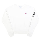 CHAMPION REVERSE WEAVE Mens White Crew Neck Sweatshirt XS Champion Sleeve Logo