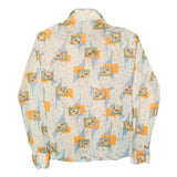 DA VINCI Mens Cream & Orange Pattern Polyester Blend Shirt M Retro Style Long