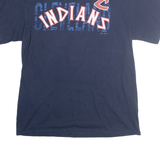 MAJESTIC Mens Blue Cleveland Indians Graphic T-Shirt L Short Sleeve Crew Neck