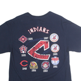 MAJESTIC Mens Blue Cleveland Indians Graphic T-Shirt L Short Sleeve Crew Neck