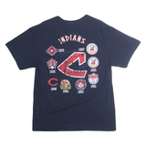 MAJESTIC Mens Blue Cleveland Indians Graphic T-Shirt L Short Sleeve Crew Neck