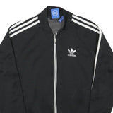 ADIDAS Mens Black Track Jacket S Polyester Blend Plain Zip Closure Sportswear