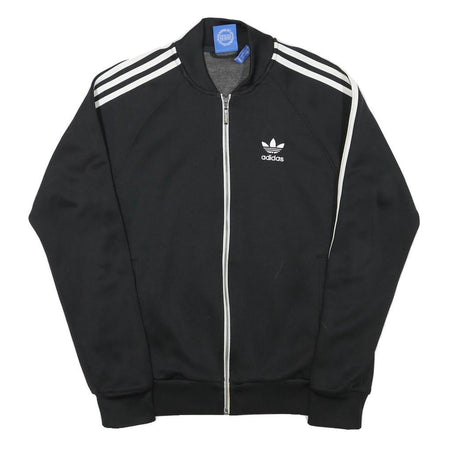 ADIDAS Mens Black Track Jacket S Polyester Blend Plain Zip Closure Sportswear