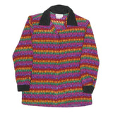 JKS DESIGN Womens Purple Orange Green Printed Long Sleeve Collared Silk Shirt UK