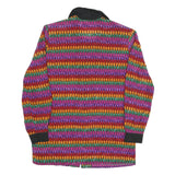 JKS DESIGN Womens Purple Orange Green Printed Long Sleeve Collared Silk Shirt UK