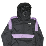 THE NORTH FACE Mens Black & Purple Nylon Casual Jacket M Lightweight Hooded Zip