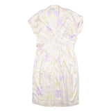 WALLIS Womens Cream & Lilac Floral Day Dress Polyester Short Sleeve Midi M