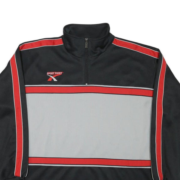 SPORT POINT Mens Black & Grey Zip Neck XL Polyester Blend Sweatshirt Sportswear